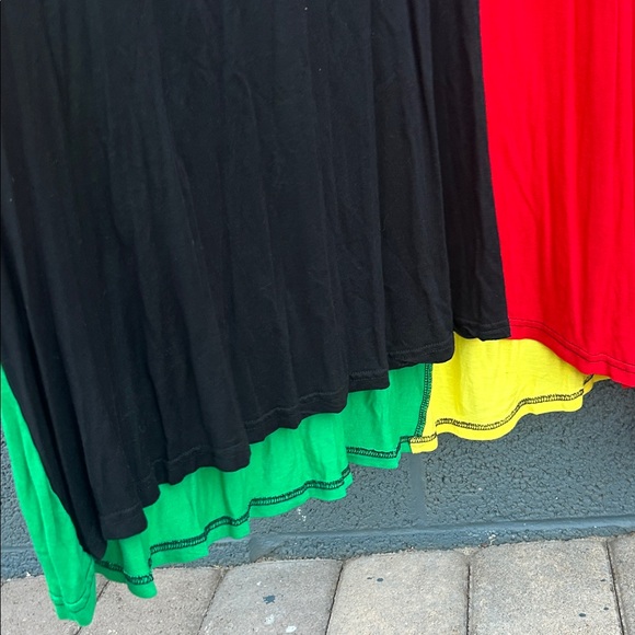 Black, Green, Yellow and Red, Backless, Deep V Maxi Dress. Large - Picture 6 of 16